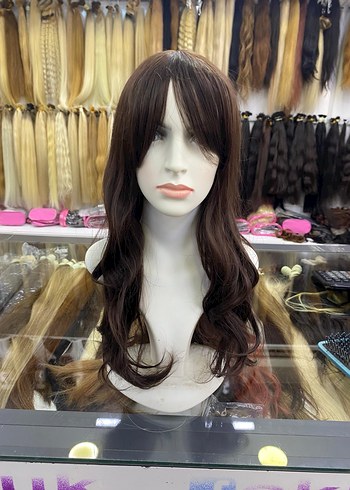 Kahverengi Sentetik Kumaş Kadın Peruk - Görsel 10