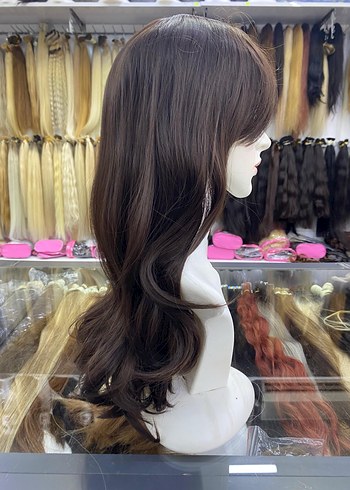 Kahverengi Sentetik Kumaş Kadın Peruk - Görsel 16