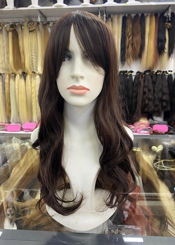 Kahverengi Sentetik Kumaş Kadın Peruk - Görsel 6