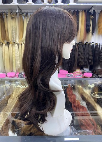 Kahverengi Sentetik Kumaş Kadın Peruk - Görsel 11