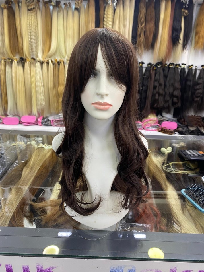 Kahverengi Sentetik Kumaş Kadın Peruk - Görsel 2