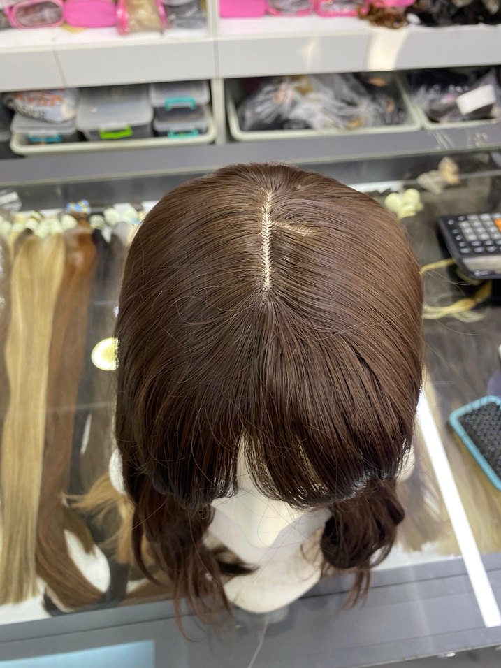 Kahverengi Sentetik Kumaş Kadın Peruk - Görsel 5