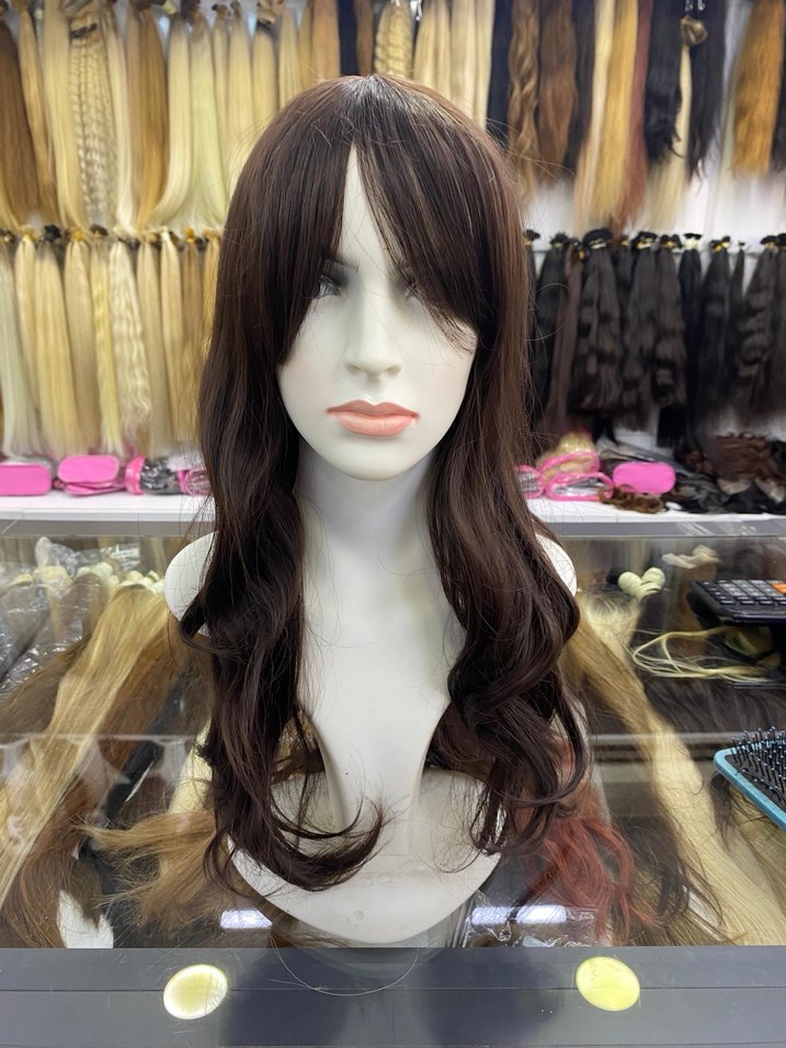 Kahverengi Sentetik Kumaş Kadın Peruk - Görsel 3