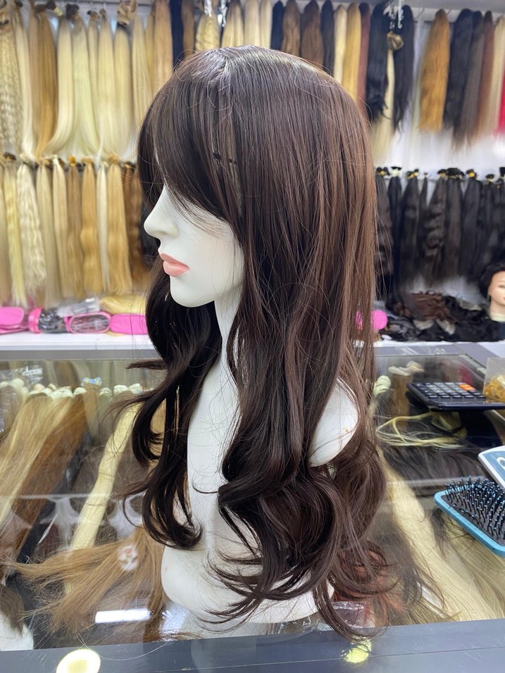 Kahverengi Sentetik Kumaş Kadın Peruk - Görsel 4