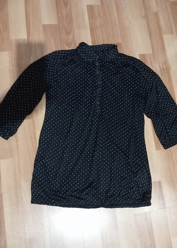 Siyah Puantiyeli Düğmeli Bluz - Görsel 7