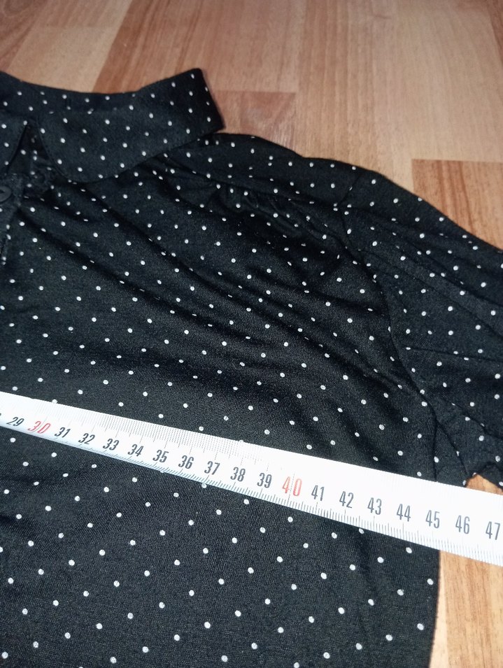 Siyah Puantiyeli Düğmeli Bluz - Görsel 5