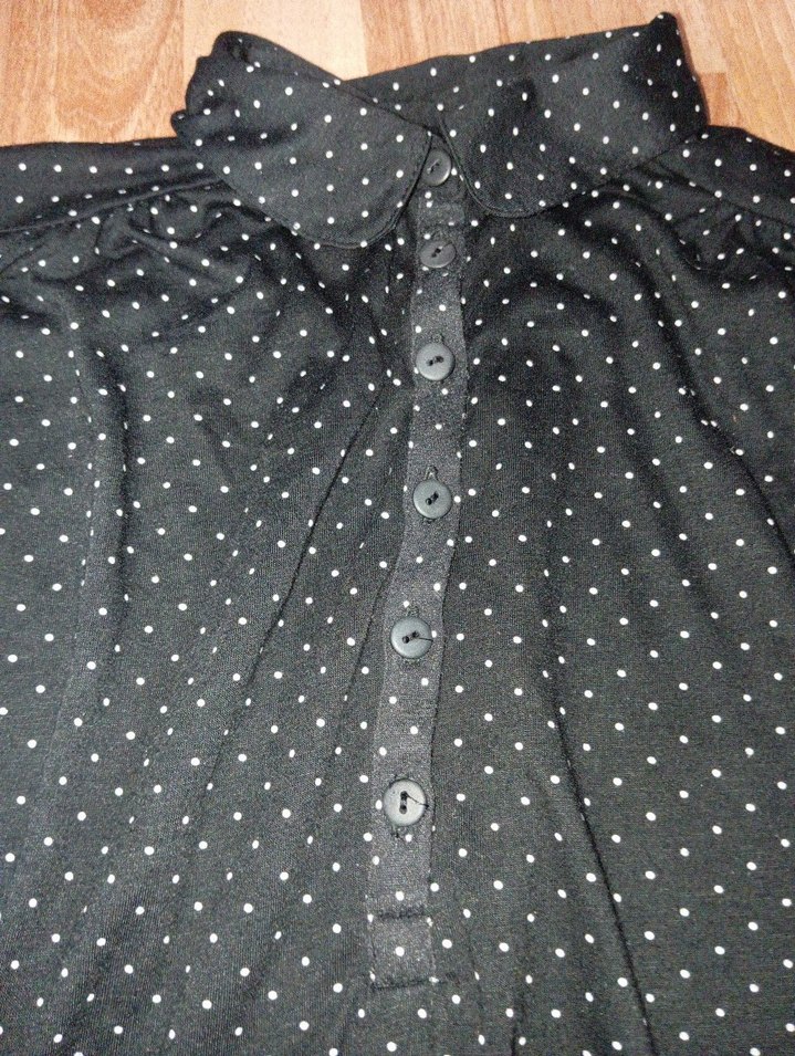 Siyah Puantiyeli Düğmeli Bluz - Görsel 2