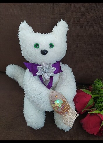 Peluş beyaz kedi oyuncak