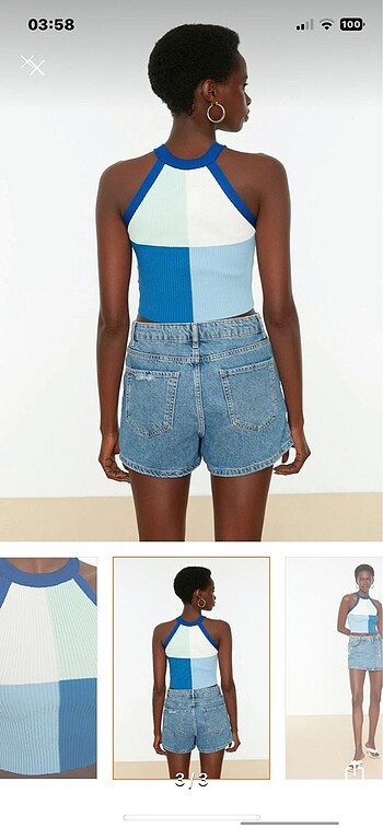 m Beden Crop Triko Bluz