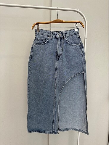 Zara Zara model Mavi kot etek uzun yırtmaçlı