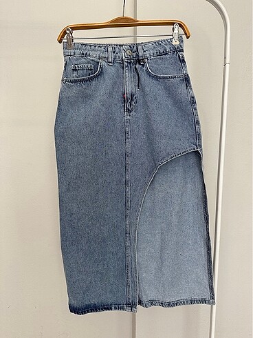 Zara Zara model Mavi kot etek uzun