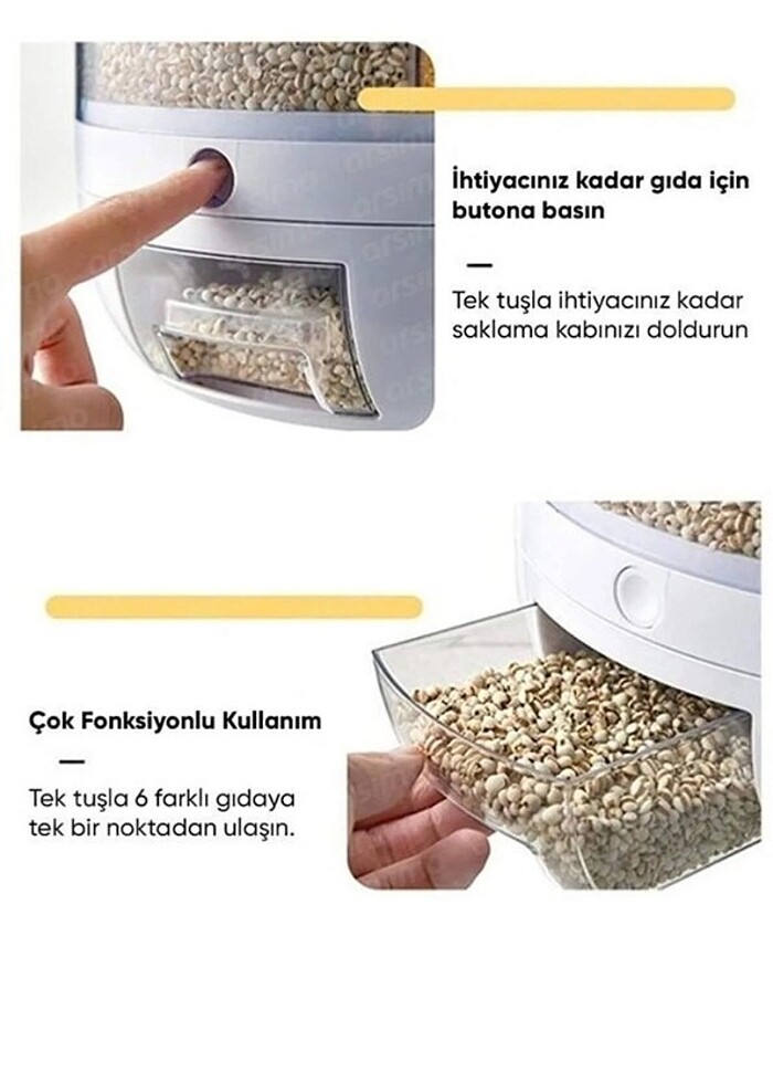 360.derece dönen pratik şık erzak kabı  - Görsel 3