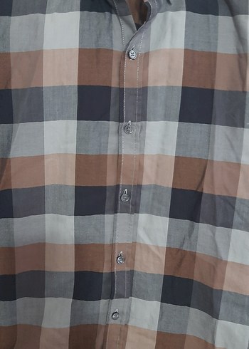 Erkek Gri Kareli Kısa Kollu Gömlek - Görsel 2