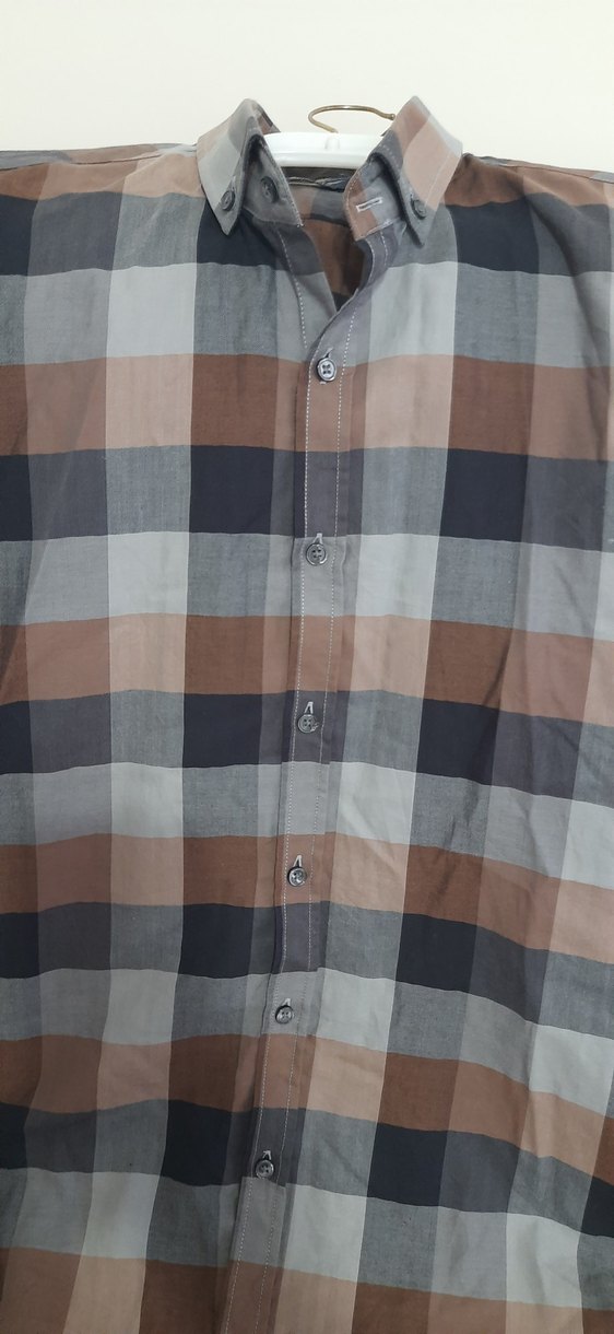 Erkek Gri Kareli Kısa Kollu Gömlek - Görsel 2