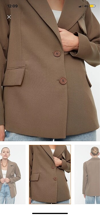 40 Beden camel Renk OVERSİZE ASTARLI KRUVAZE BLAZER CEKET