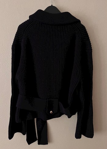 Kemerli Lacivert Kadın Triko Hırka - Görsel 4