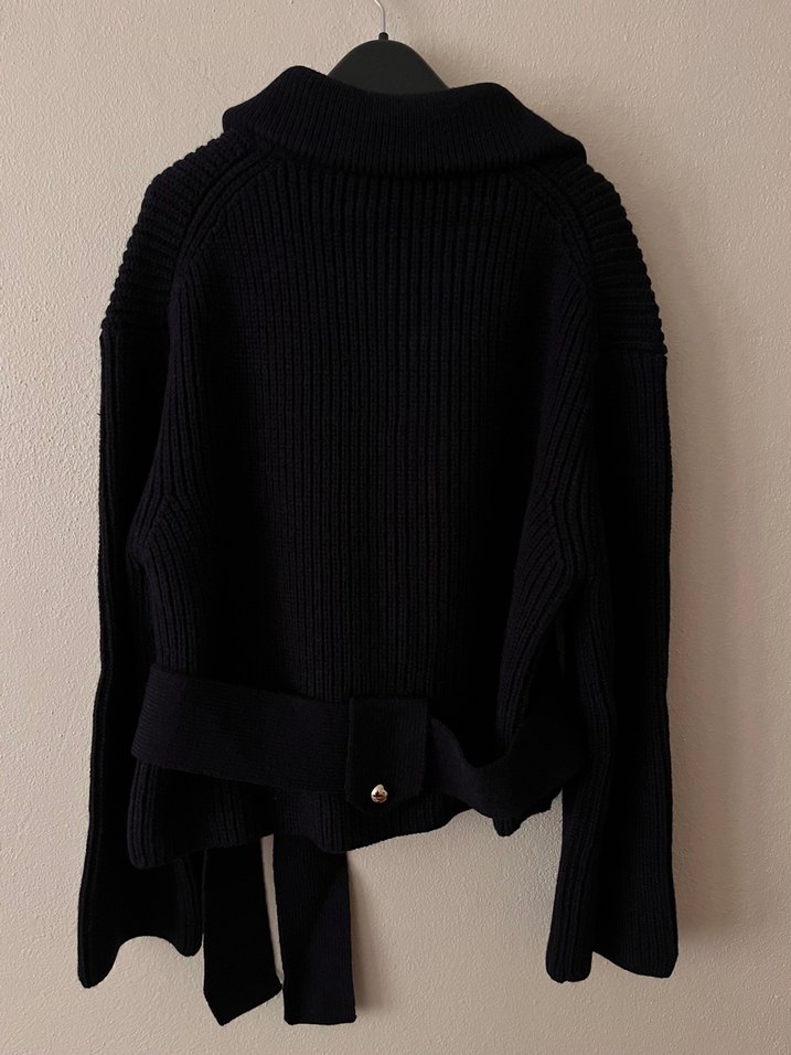 Kemerli Lacivert Kadın Triko Hırka - Görsel 4