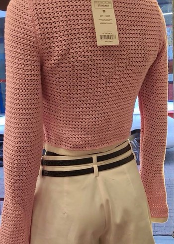 Pembe Örgü Dilvin Hırka - Görsel 2