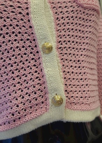 Pembe Örgü Dilvin Hırka - Görsel 4