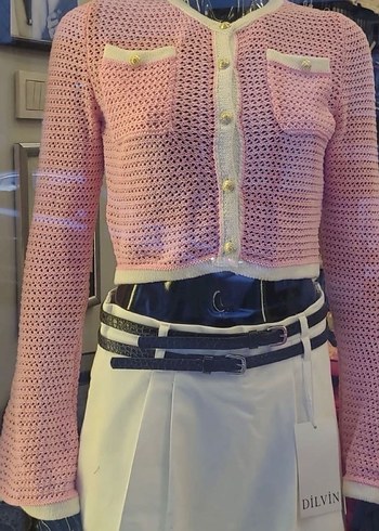 Pembe Örgü Dilvin Hırka - Görsel 3