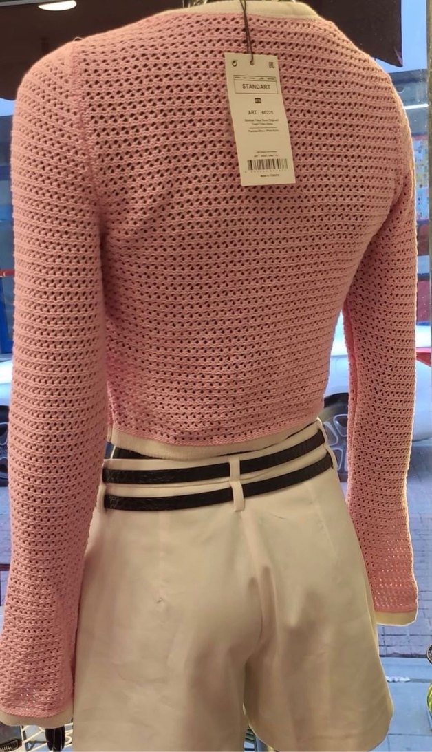 Pembe Örgü Dilvin Hırka - Görsel 2