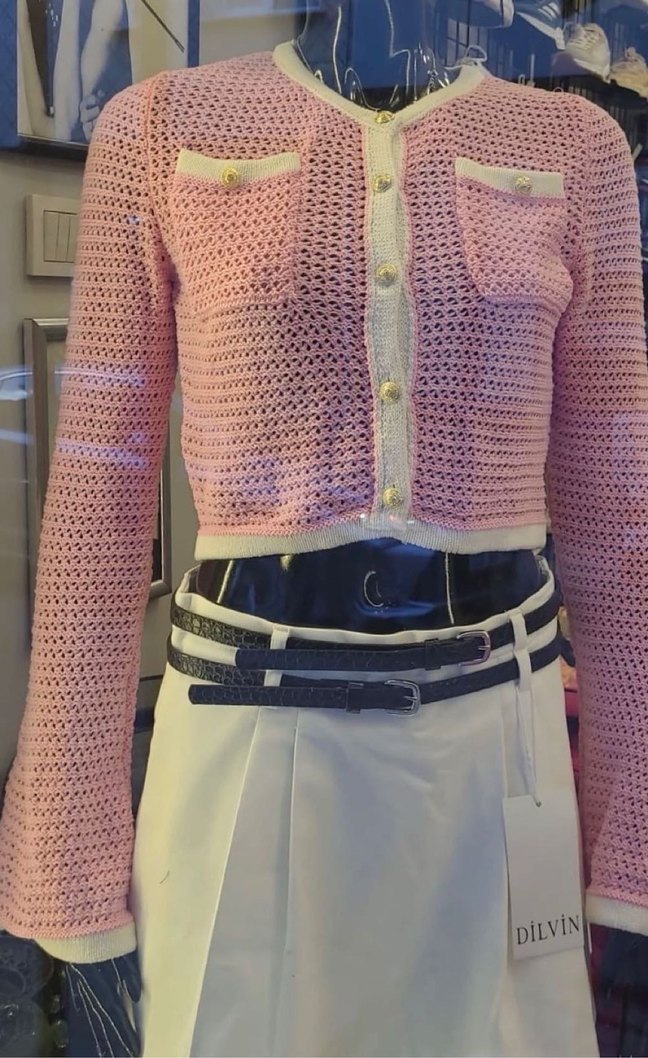 Pembe Örgü Dilvin Hırka - Görsel 3