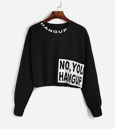 SİYAH SLOGAN BASKILI SWEATSHİRT