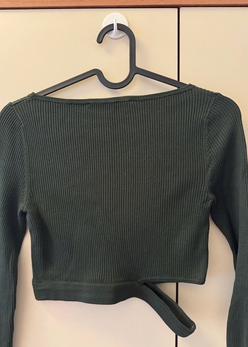 xs Beden haki Renk Bershka Haki Kadın Triko Crop Üst