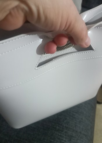 Minimalist Beyaz Kadın Çanta Fermuarlı - Görsel 2