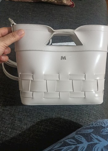 Minimalist Beyaz Kadın Çanta Fermuarlı - Görsel 7