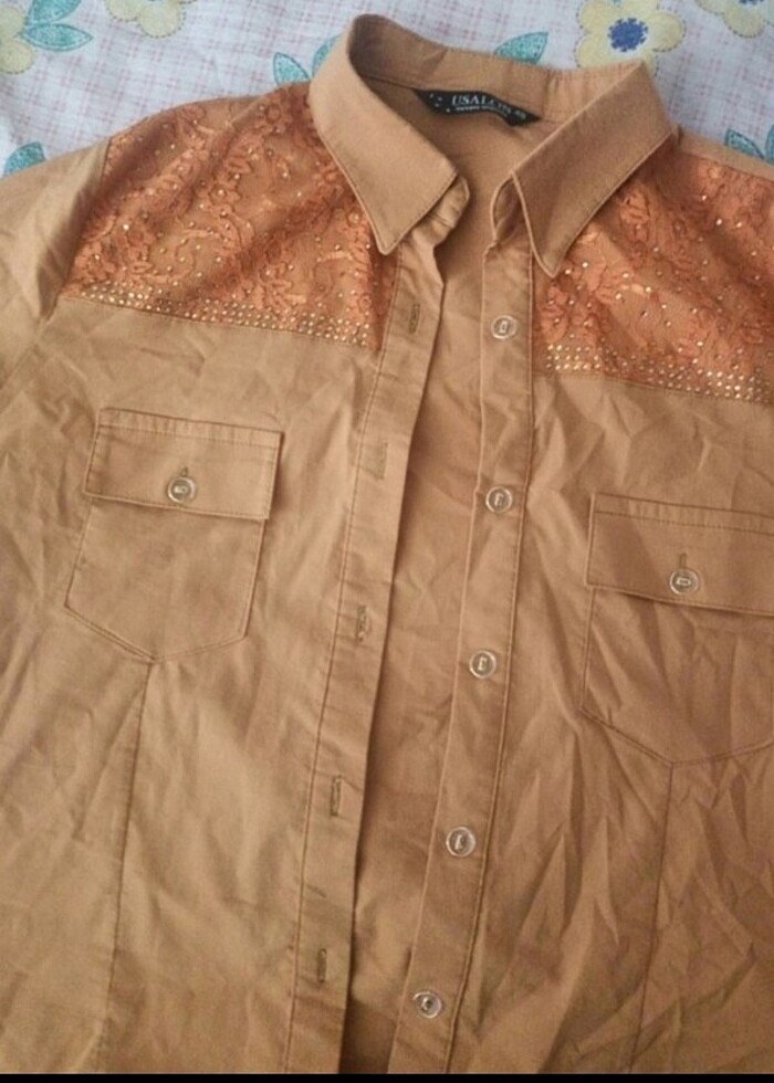 Bayan hardal rengi  gömlek.  - Görsel 2