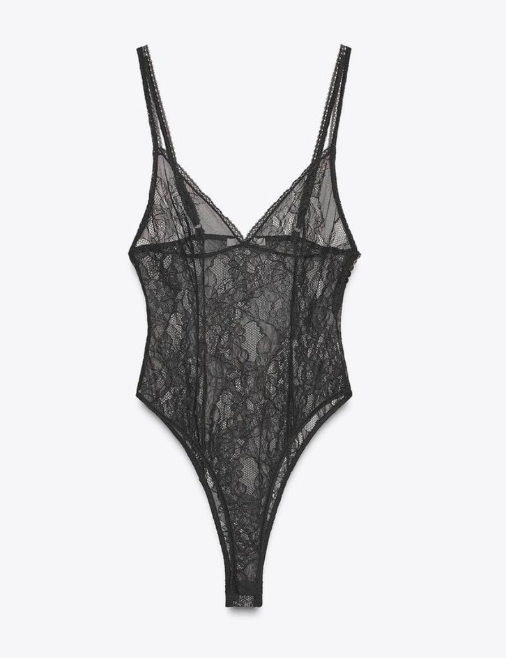 Zara Siyah Dantel Detaylı V Yaka Bustiyer - Görsel 5