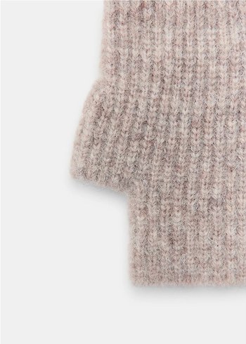 Zara Bej Örgü Kadın Yarım Parmak Eldiven - Görsel 2