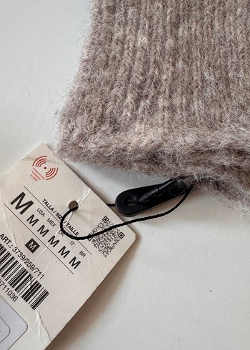 Zara Bej Örgü Kadın Yarım Parmak Eldiven - Görsel 8