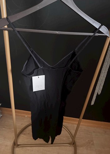 Zara Dantelli Siyah Midi Strappy Tulum - Görsel 6