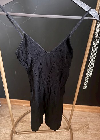 Zara Dantelli Siyah Midi Strappy Tulum - Görsel 5