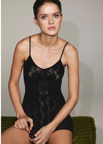 Zara Dantelli Siyah Midi Strappy Tulum - Görsel 2