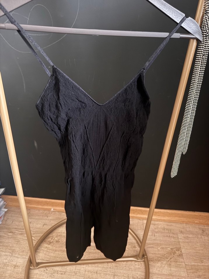 Zara Dantelli Siyah Midi Strappy Tulum - Görsel 5
