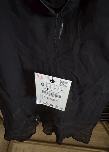 s Beden Zara Dantel Detaylı Siyah Bohem Bluz