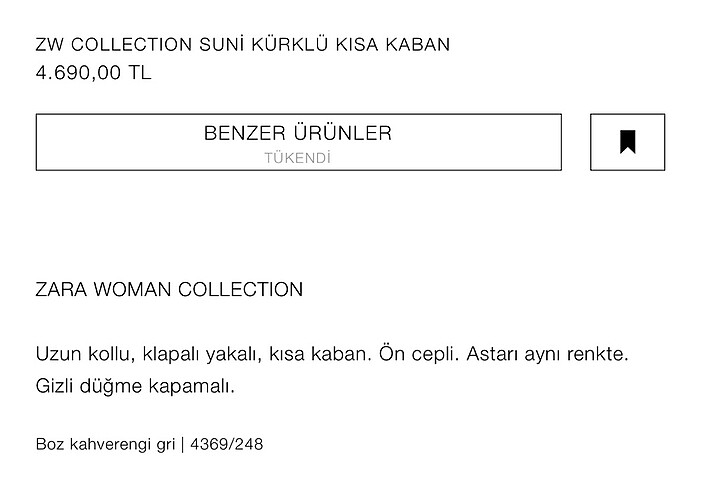 l Beden Zara Viral Peluş Kaban