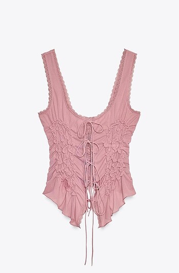 Zara Büzgülü Bağcıklı Top