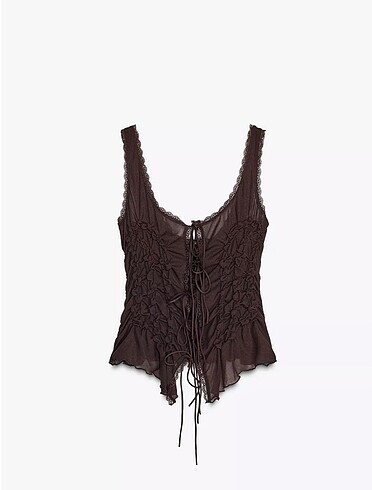 Zara Bağcıklı Büzgülü Top