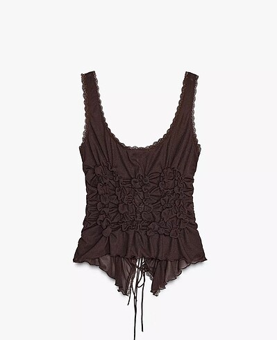 Zara Zara Bağcıklı Büzgülü Top