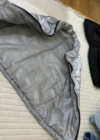 Kız Çocuk Gri Fermuarlı Yelek ve Siyah Eşofman - Görsel 2