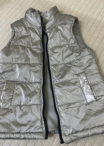 Kız Çocuk Gri Fermuarlı Yelek ve Siyah Eşofman - Görsel 6