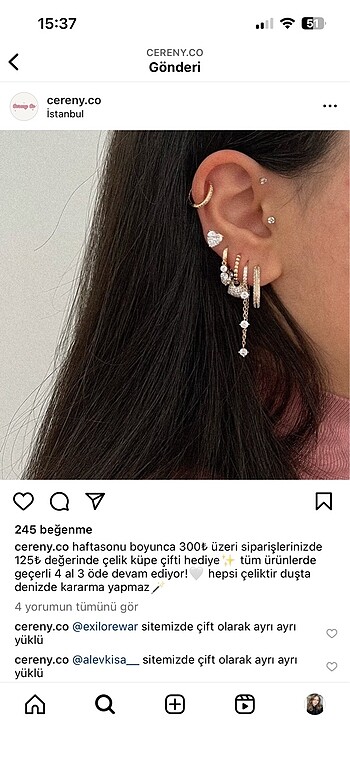 Zara Cerenyco çelik küpe
