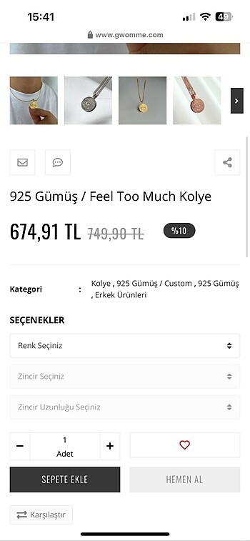 Tasarımcı Gwomme kolye 925 gümüş