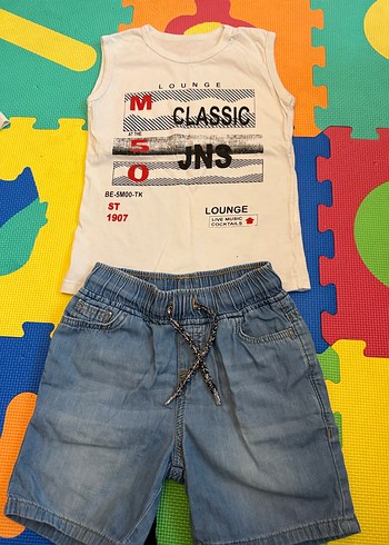 5 Yaş Beden Erkek Çocuk Mavi Denim Elastik Bel Şort