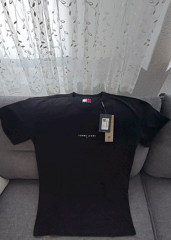 s Beden siyah Renk Tommy Jeans Siyah Baskılı Erkek T-shirt