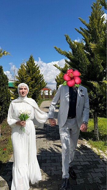 36 Beden beyaz Renk Tesettür Beyaz Elbise